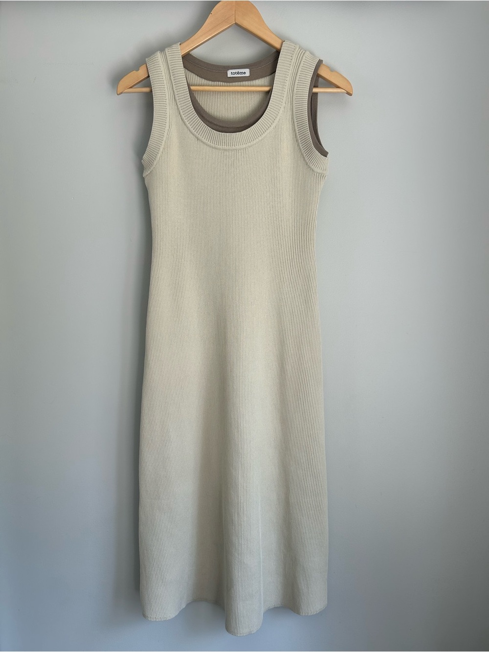 Toteme Ribbed Knit Sleeveless Tank Midi Dress Espera Stretchy Large